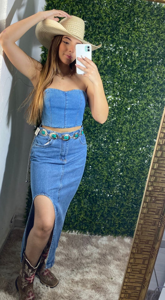 Saia Jeans Meia Lua